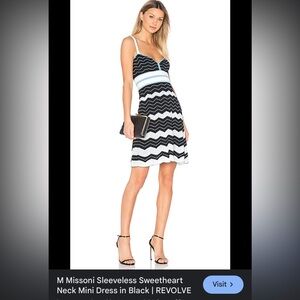 M Missoni sleeveless sweetheart neck mini black dress